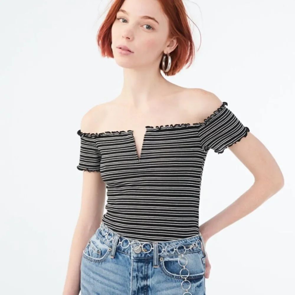 Aeropostale Striped Off Shoulder Top